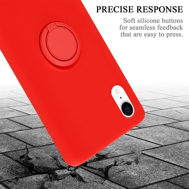 Cadorabo Hülle kompatibel mit Apple iPhone XR Schutzhülle aus flexiblem TPU Silikon mit Ring