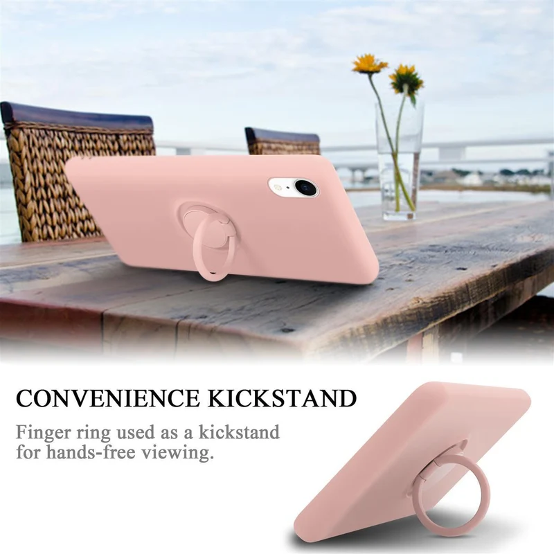 Cadorabo Hülle kompatibel mit Apple iPhone XR Schutzhülle aus flexiblem TPU Silikon mit Ring