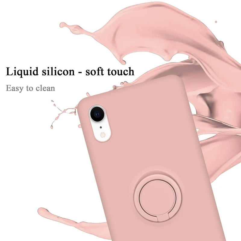 Cadorabo Hülle kompatibel mit Apple iPhone XR Schutzhülle aus flexiblem TPU Silikon mit Ring