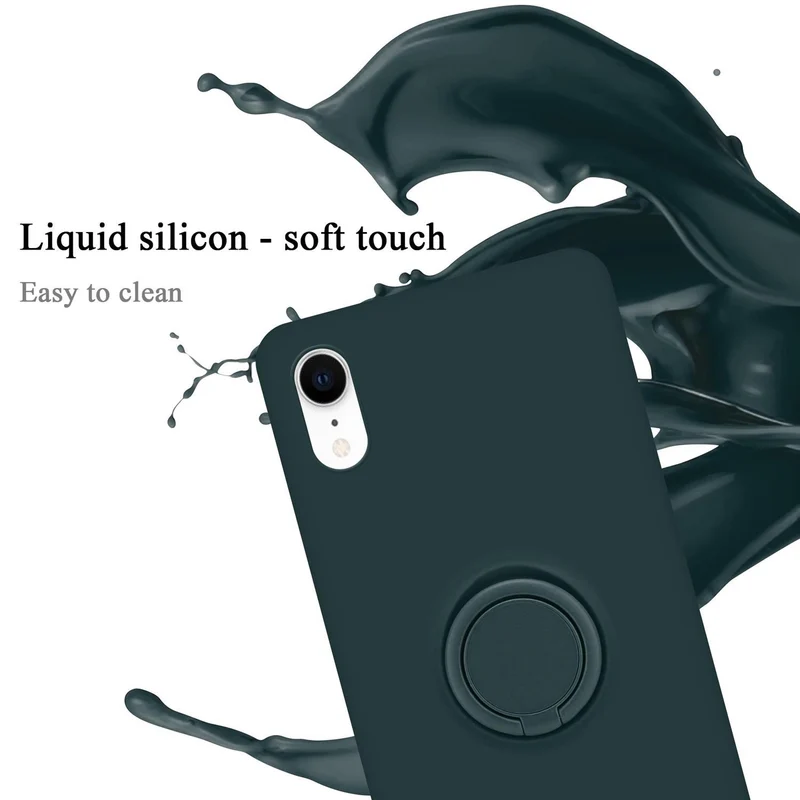 Cadorabo Hülle kompatibel mit Apple iPhone XR Schutzhülle aus flexiblem TPU Silikon mit Ring