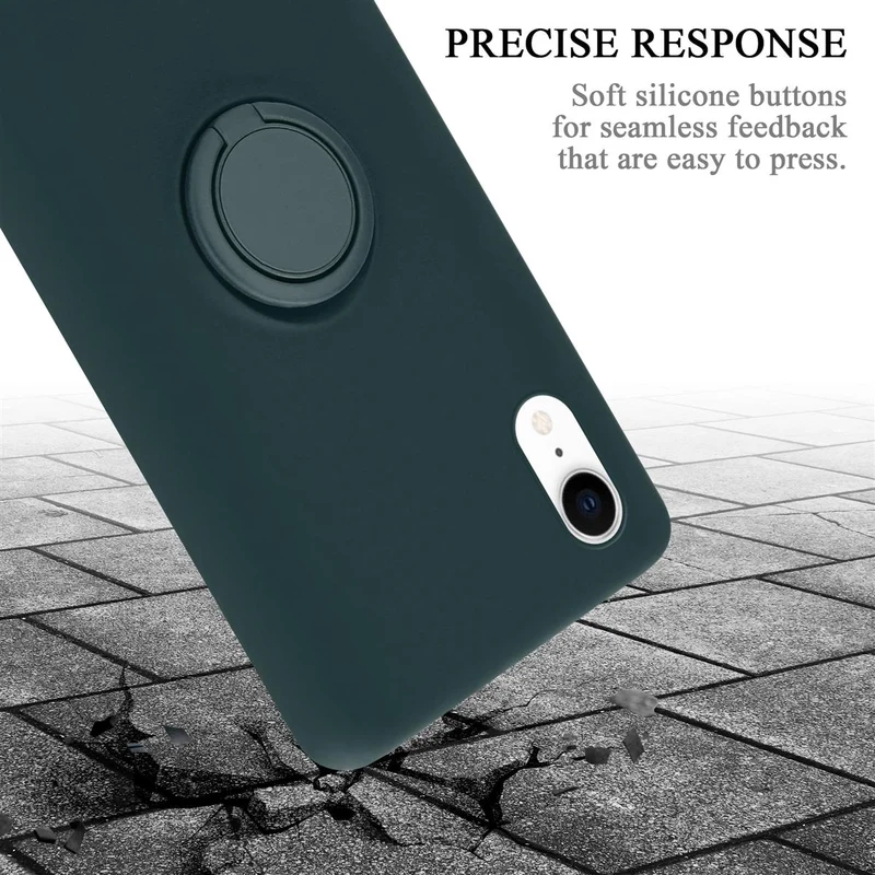 Cadorabo Hülle kompatibel mit Apple iPhone XR Schutzhülle aus flexiblem TPU Silikon mit Ring