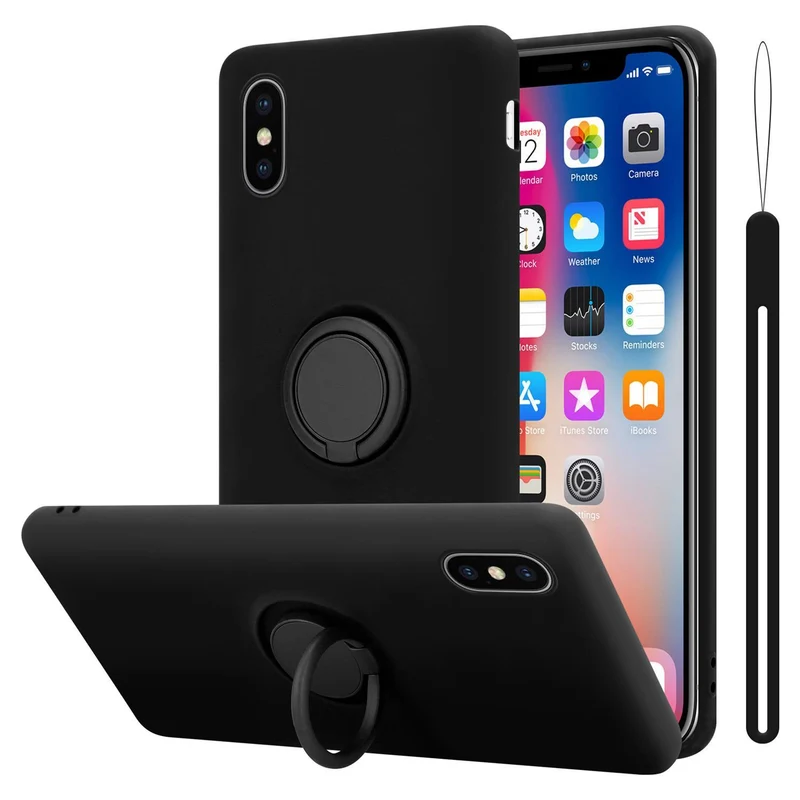 Cadorabo Hülle kompatibel mit Apple iPhone X / XS Schutzhülle aus flexiblem TPU Silikon mit Ring