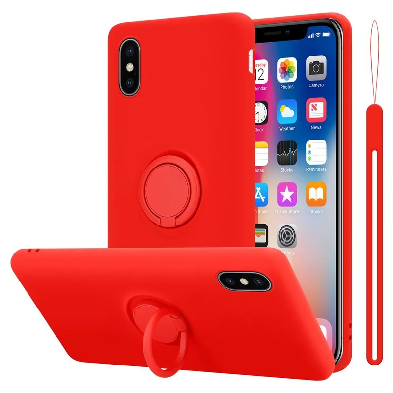 Cadorabo Hülle kompatibel mit Apple iPhone X / XS Schutzhülle aus flexiblem TPU Silikon mit Ring