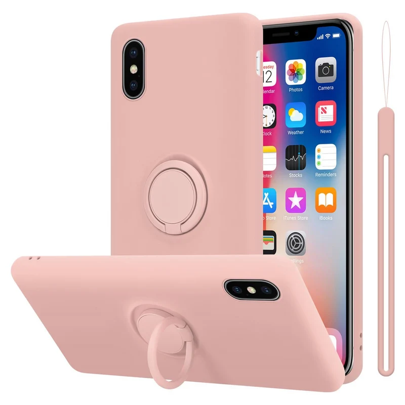 Cadorabo Hülle kompatibel mit Apple iPhone X / XS Schutzhülle aus flexiblem TPU Silikon mit Ring