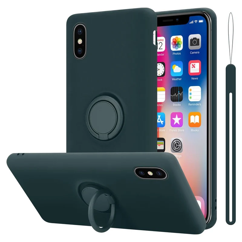 Cadorabo Hülle kompatibel mit Apple iPhone X / XS Schutzhülle aus flexiblem TPU Silikon mit Ring