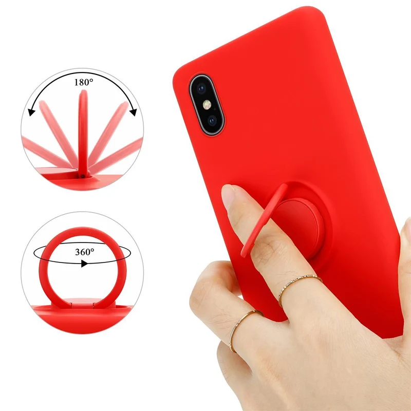 Cadorabo Hülle kompatibel mit Apple iPhone X / XS Schutzhülle aus flexiblem TPU Silikon mit Ring