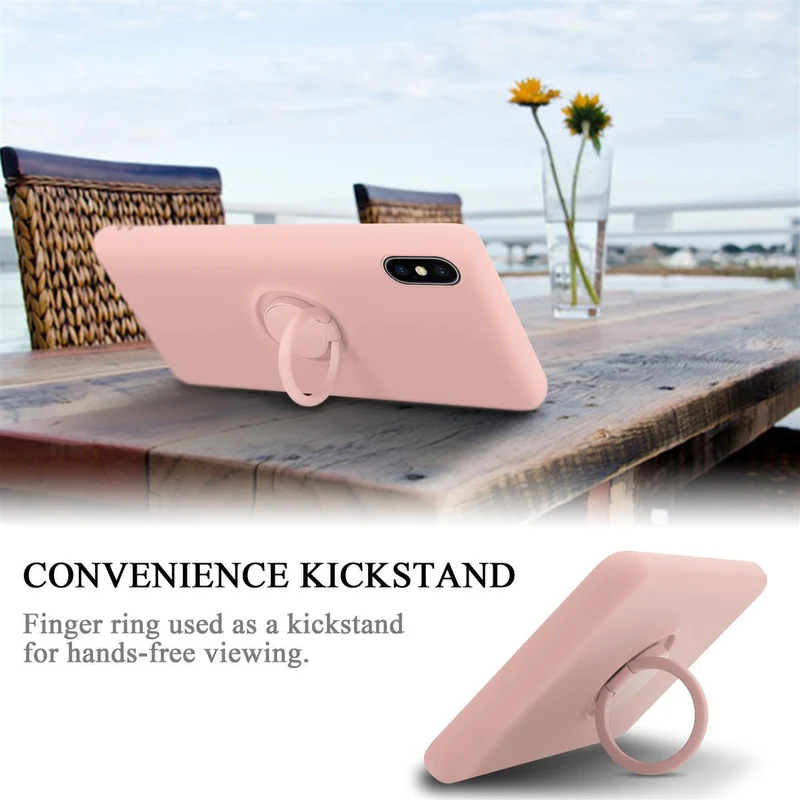 Cadorabo Hülle kompatibel mit Apple iPhone X / XS Schutzhülle aus flexiblem TPU Silikon mit Ring