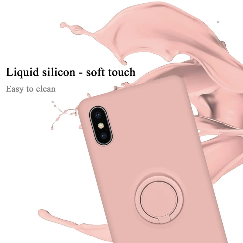 Cadorabo Hülle kompatibel mit Apple iPhone X / XS Schutzhülle aus flexiblem TPU Silikon mit Ring