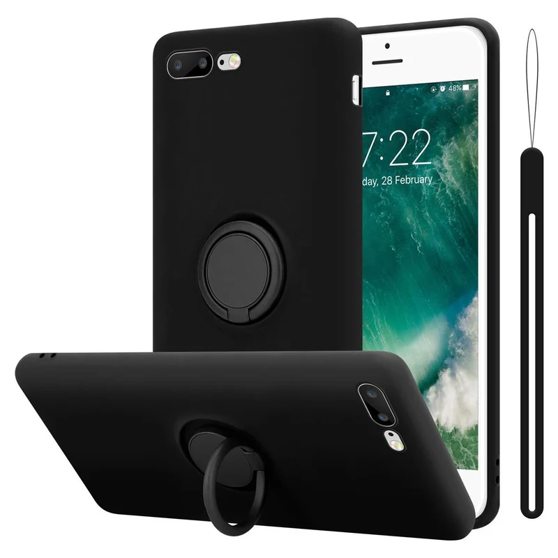 Cadorabo Hülle kompatibel mit Apple iPhone 7 PLUS / 7S PLUS / 8 PLUS Schutzhülle aus flexiblem TPU Silikon mit Ring