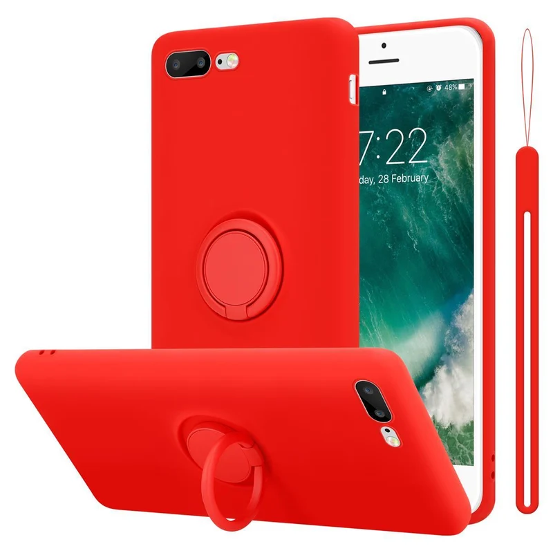 Cadorabo Hülle kompatibel mit Apple iPhone 7 PLUS / 7S PLUS / 8 PLUS Schutzhülle aus flexiblem TPU Silikon mit Ring