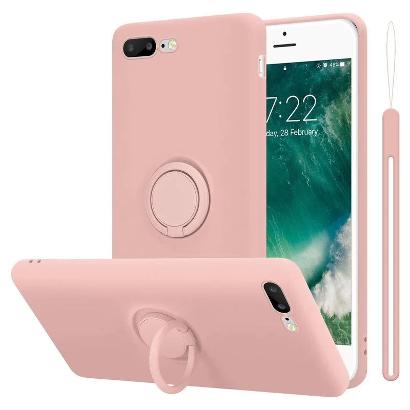 Cadorabo Hülle kompatibel mit Apple iPhone 7 PLUS / 7S PLUS / 8 PLUS Schutzhülle aus flexiblem TPU Silikon mit Ring