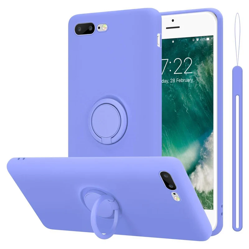 Cadorabo Hülle kompatibel mit Apple iPhone 7 PLUS / 7S PLUS / 8 PLUS Schutzhülle aus flexiblem TPU Silikon mit Ring