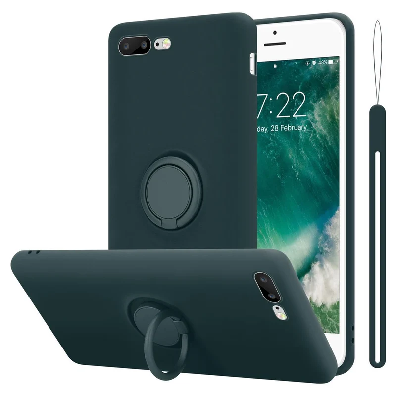 Cadorabo Hülle kompatibel mit Apple iPhone 7 PLUS / 7S PLUS / 8 PLUS Schutzhülle aus flexiblem TPU Silikon mit Ring
