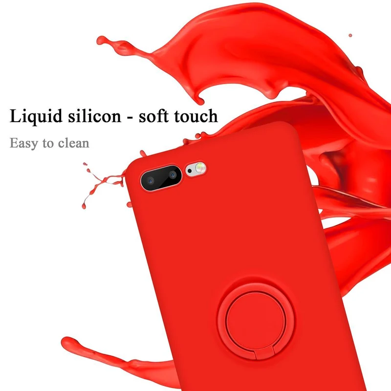 Cadorabo Hülle kompatibel mit Apple iPhone 7 PLUS / 7S PLUS / 8 PLUS Schutzhülle aus flexiblem TPU Silikon mit Ring