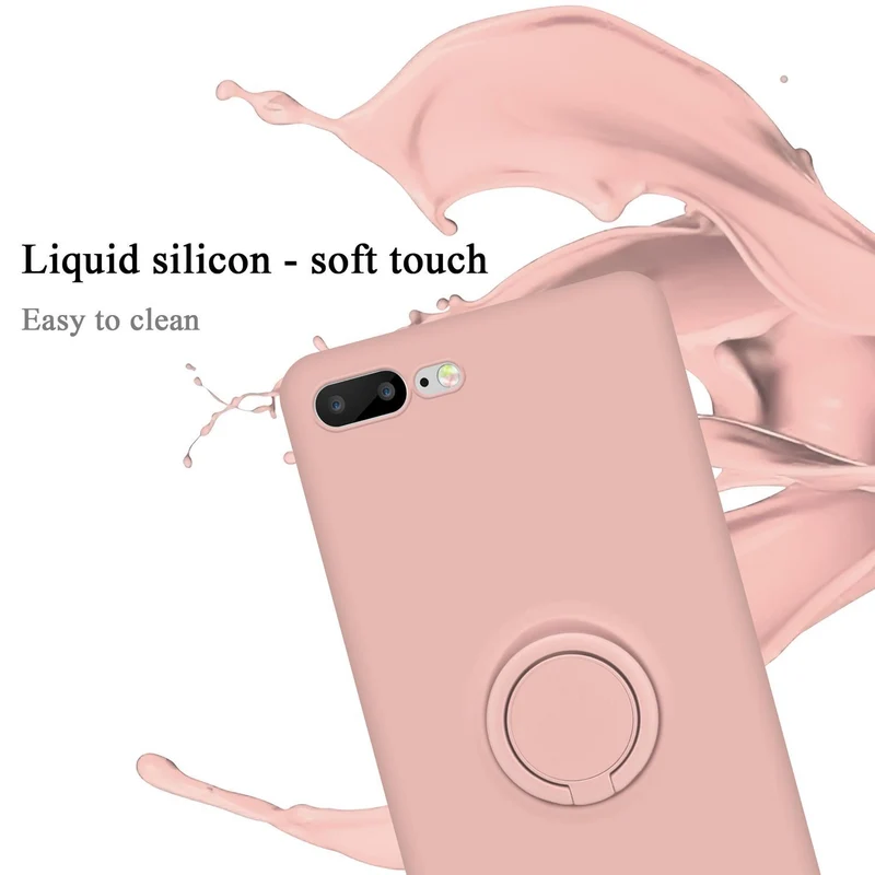 Cadorabo Hülle kompatibel mit Apple iPhone 7 PLUS / 7S PLUS / 8 PLUS Schutzhülle aus flexiblem TPU Silikon mit Ring