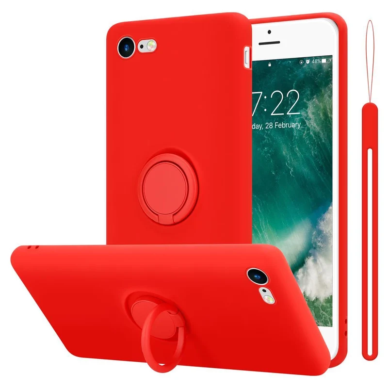Cadorabo Hülle kompatibel mit Apple iPhone 7 / 7S / 8 / SE 2020 Schutzhülle aus flexiblem TPU Silikon mit Ring