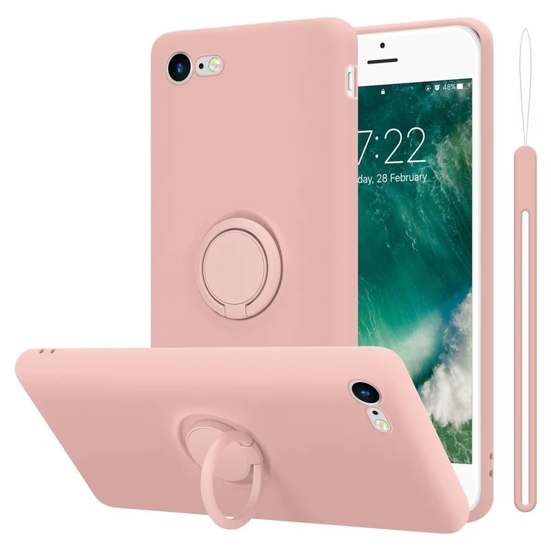 Cadorabo Hülle kompatibel mit Apple iPhone 7 / 7S / 8 / SE 2020 Schutzhülle aus flexiblem TPU Silikon mit Ring