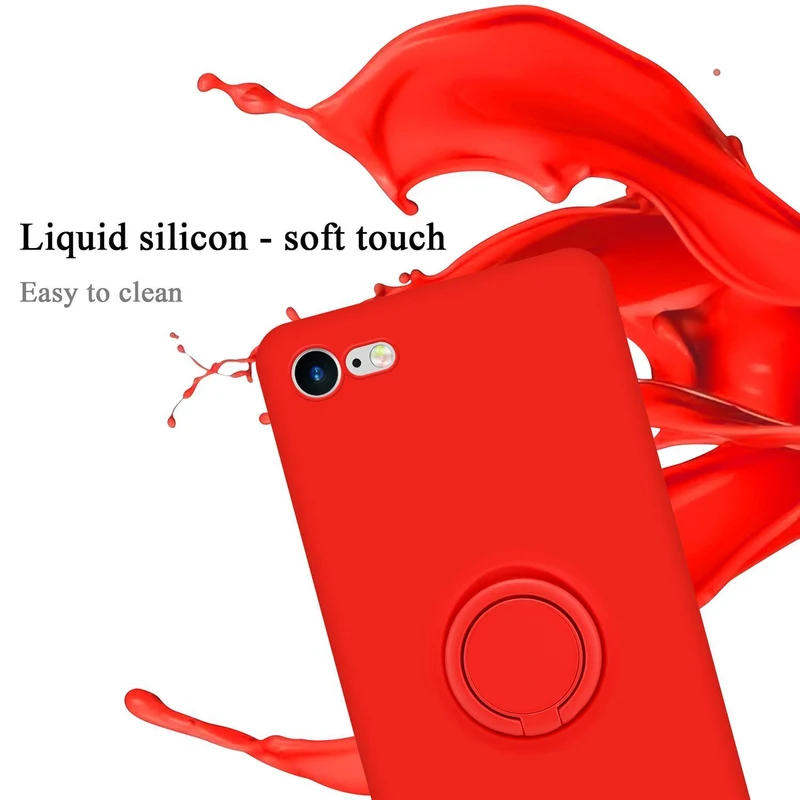 Cadorabo Hülle kompatibel mit Apple iPhone 7 / 7S / 8 / SE 2020 Schutzhülle aus flexiblem TPU Silikon mit Ring