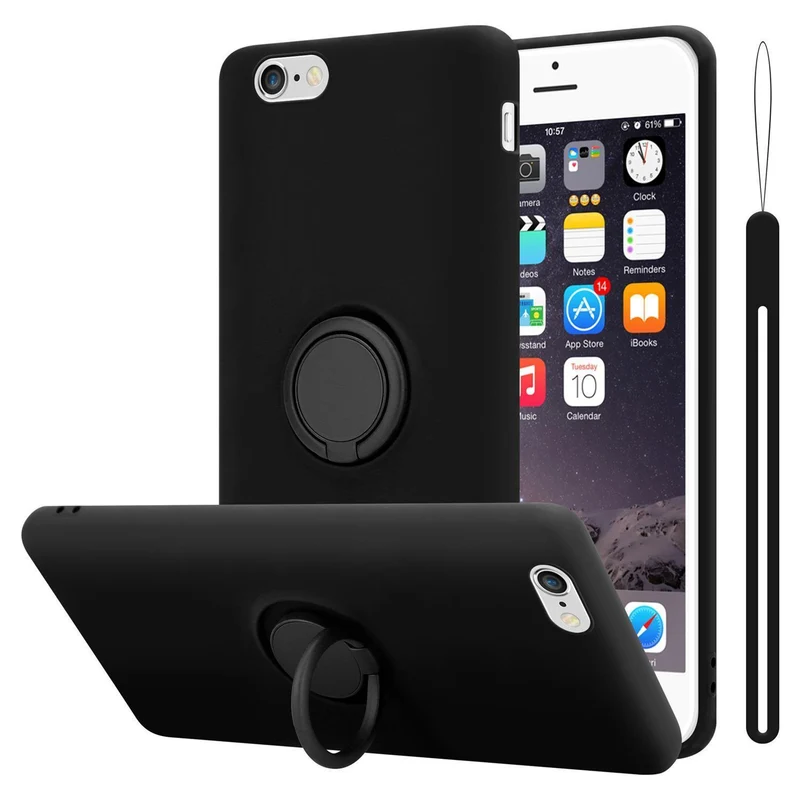 Cadorabo Hülle kompatibel mit Apple iPhone 6 PLUS / 6S PLUS Schutzhülle aus flexiblem TPU Silikon mit Ring