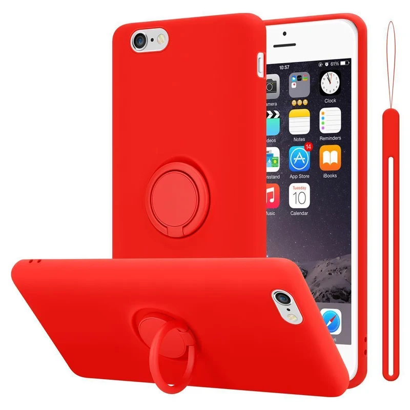Cadorabo Hülle kompatibel mit Apple iPhone 6 / 6S Schutzhülle aus flexiblem TPU Silikon mit Ring