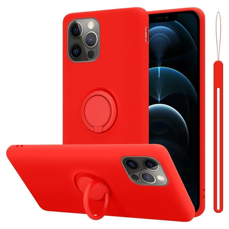 Cadorabo Hülle kompatibel mit Apple iPhone 12 PRO MAX Schutzhülle aus flexiblem TPU Silikon mit Ring