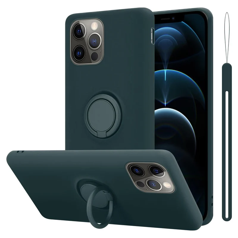 Cadorabo Hülle kompatibel mit Apple iPhone 12 PRO MAX Schutzhülle aus flexiblem TPU Silikon mit Ring