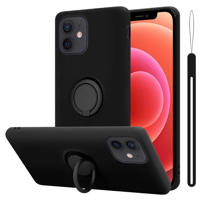 Cadorabo Hülle kompatibel mit Apple iPhone 12 MINI Schutzhülle aus flexiblem TPU Silikon mit Ring