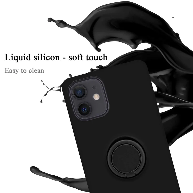Cadorabo Hülle kompatibel mit Apple iPhone 12 MINI Schutzhülle aus flexiblem TPU Silikon mit Ring