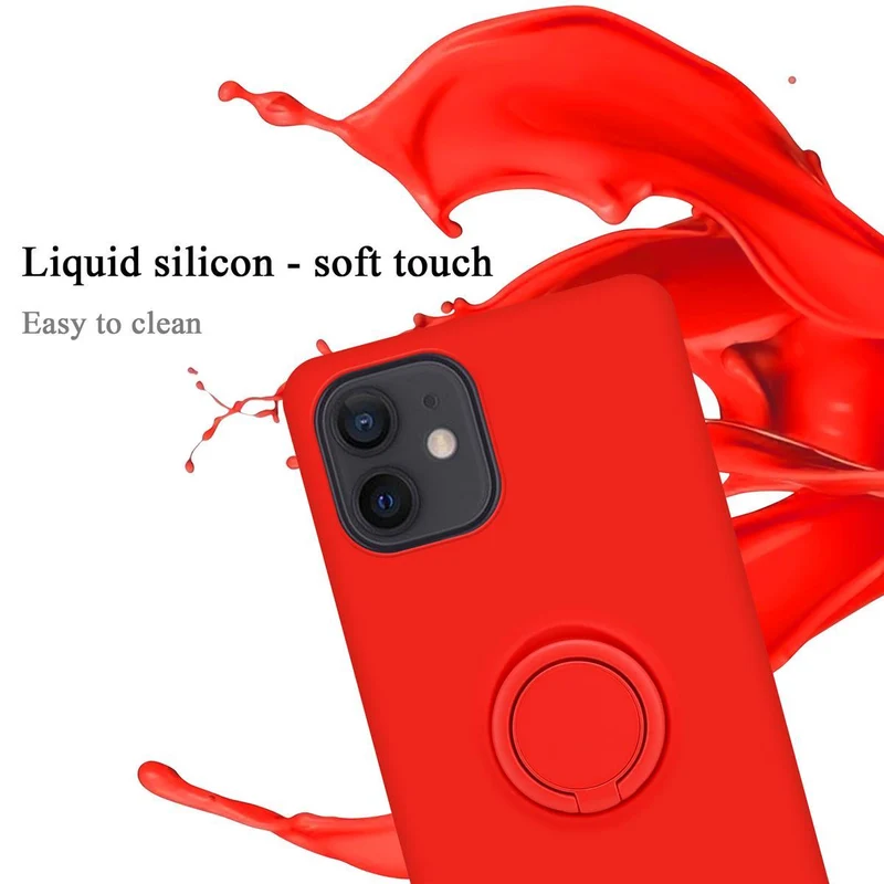 Cadorabo Hülle kompatibel mit Apple iPhone 12 MINI Schutzhülle aus flexiblem TPU Silikon mit Ring