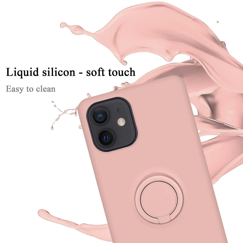 Cadorabo Hülle kompatibel mit Apple iPhone 12 MINI Schutzhülle aus flexiblem TPU Silikon mit Ring