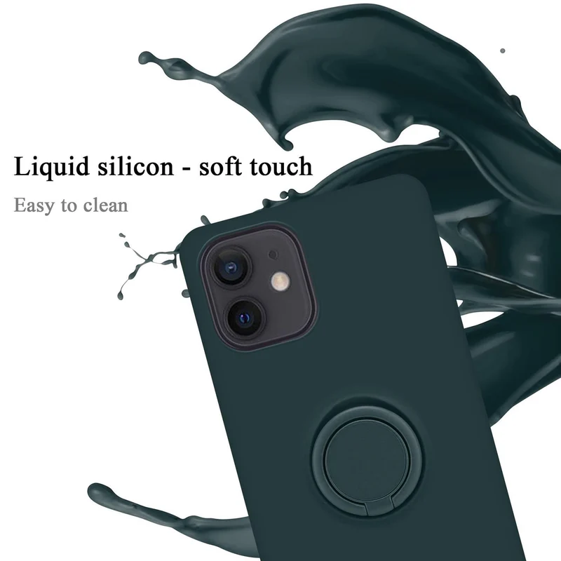 Cadorabo Hülle kompatibel mit Apple iPhone 12 MINI Schutzhülle aus flexiblem TPU Silikon mit Ring