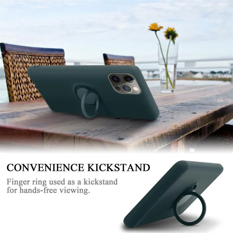 Cadorabo Hülle kompatibel mit Apple iPhone 12 / 12 PRO Schutzhülle aus flexiblem TPU Silikon mit Ring