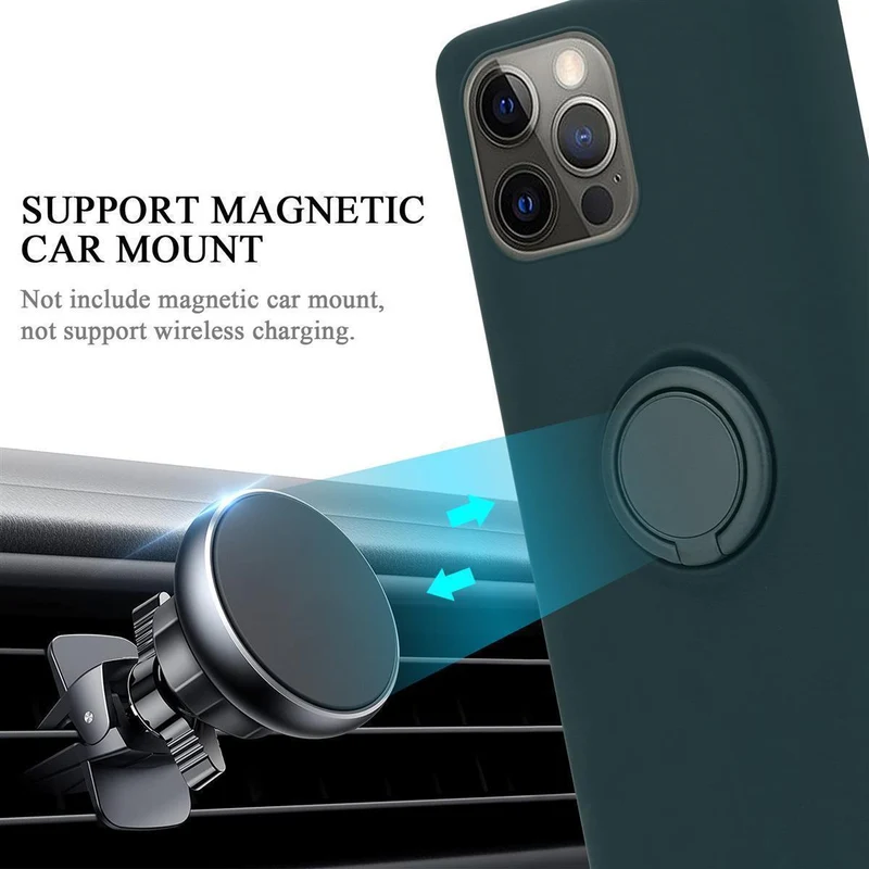 Cadorabo Hülle kompatibel mit Apple iPhone 12 / 12 PRO Schutzhülle aus flexiblem TPU Silikon mit Ring