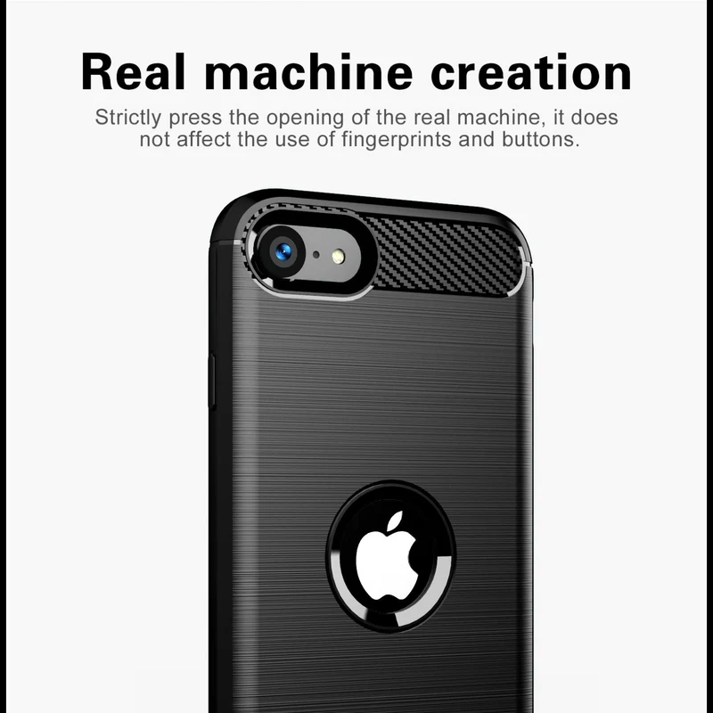 Cadorabo Hülle für Apple iPhone SE 2020 Schutzhülle aus flexiblem TPU Silikon in Edelstahl-Karbonfaser Optik