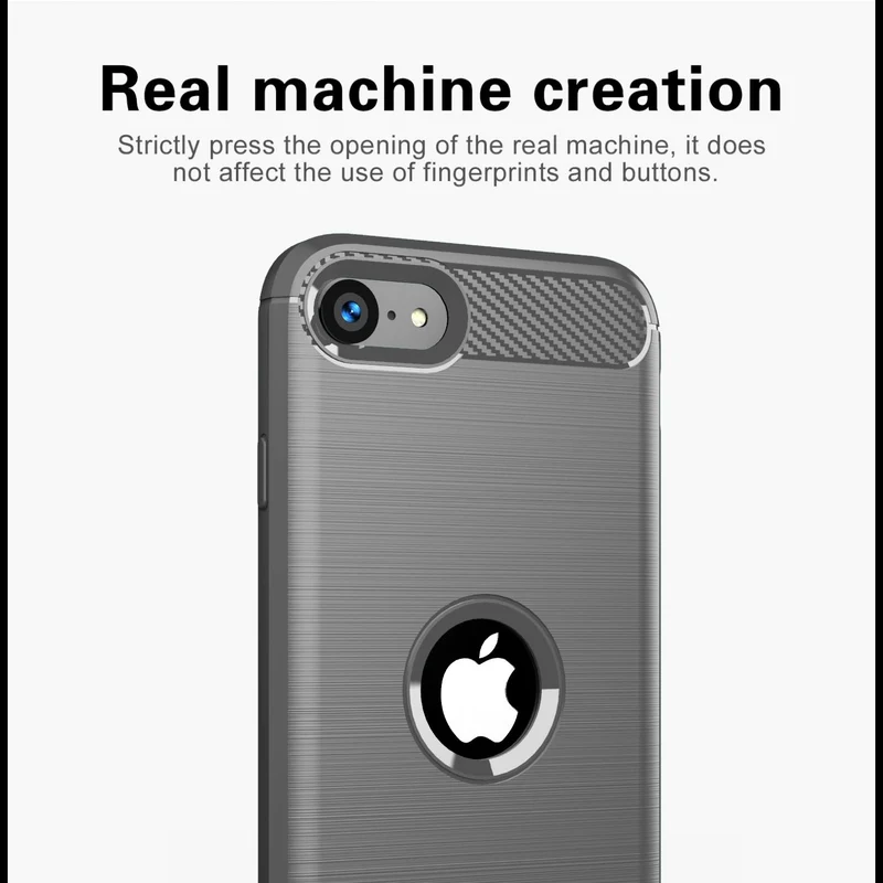 Cadorabo Hülle für Apple iPhone SE 2020 Schutzhülle aus flexiblem TPU Silikon in Edelstahl-Karbonfaser Optik