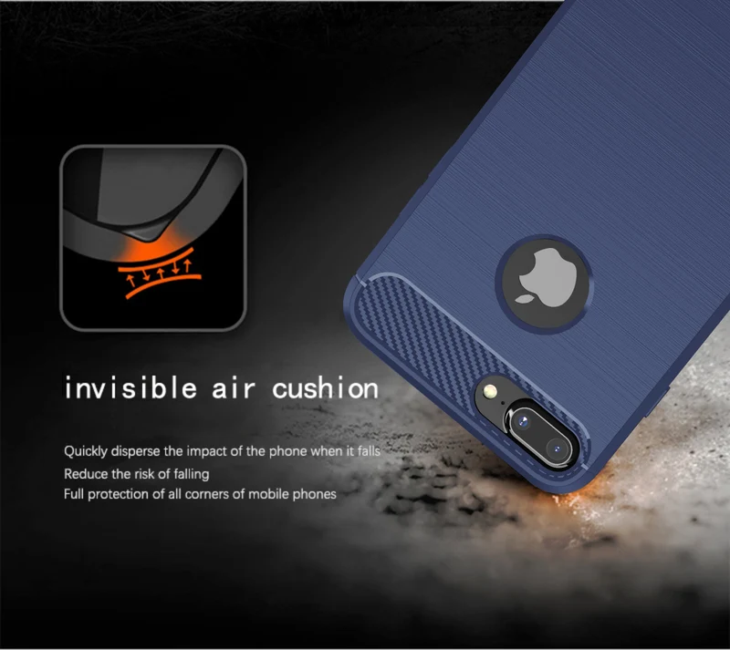 Cadorabo Hülle für Apple iPhone 8 PLUS Schutzhülle aus flexiblem TPU Silikon in Edelstahl-Karbonfaser Optik