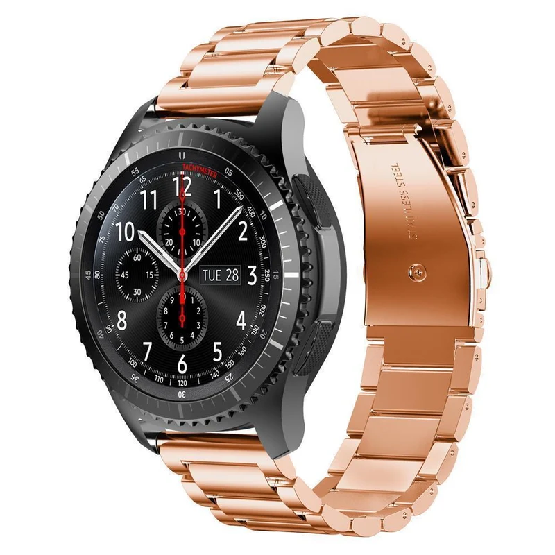 Cadorabo Edelstahl Armband 22mm kompatibel mit Samsung Galaxy Gear S3 / Gear 2 Ersatzarmband für Huawei Watch GT für Watch 2 Pro für Ticwatch Pro für Pepple Time für Amazfit Pace uvm