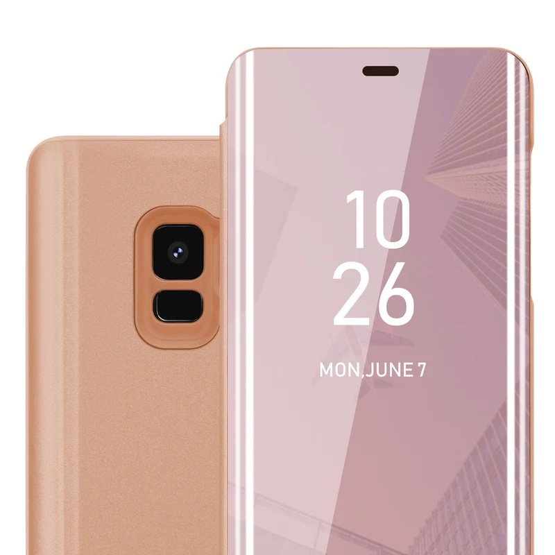 Cadorabo Hülle kompatibel mit Samsung Galaxy S9 Clear View Spiegel Schutzhülle mit Standfunktion 360 Grad Schutz