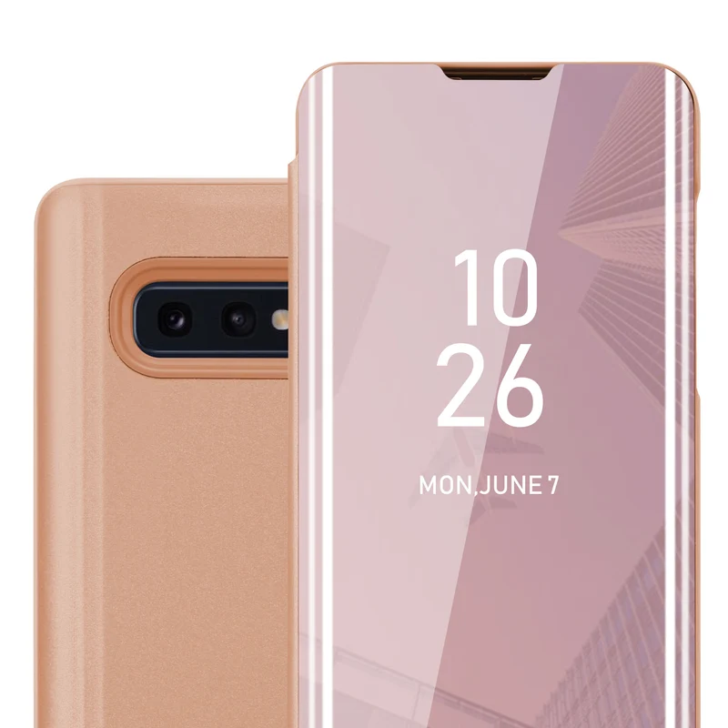 Cadorabo Hülle kompatibel mit Samsung Galaxy S10e Clear View Spiegel Schutzhülle mit Standfunktion 360 Grad Schutz