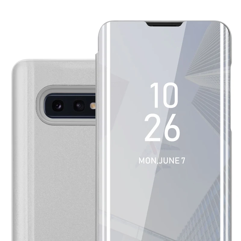 Cadorabo Hülle kompatibel mit Samsung Galaxy S10e Clear View Spiegel Schutzhülle mit Standfunktion 360 Grad Schutz