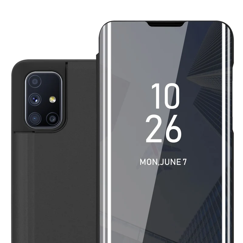 Cadorabo Hülle kompatibel mit Samsung Galaxy M51 Clear View Spiegel Schutzhülle mit Standfunktion 360 Grad Schutz