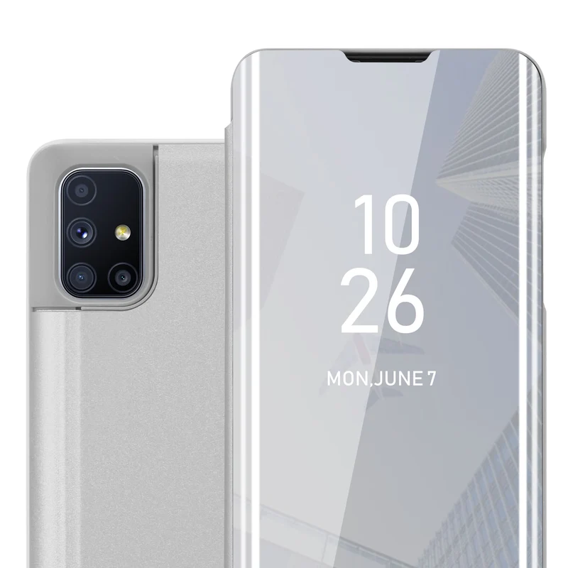 Cadorabo Hülle kompatibel mit Samsung Galaxy M51 Clear View Spiegel Schutzhülle mit Standfunktion 360 Grad Schutz