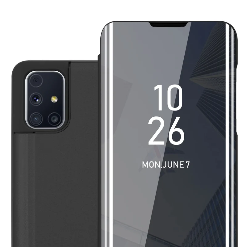 Cadorabo Hülle kompatibel mit Samsung Galaxy M31s Clear View Spiegel Schutzhülle mit Standfunktion 360 Grad Schutz