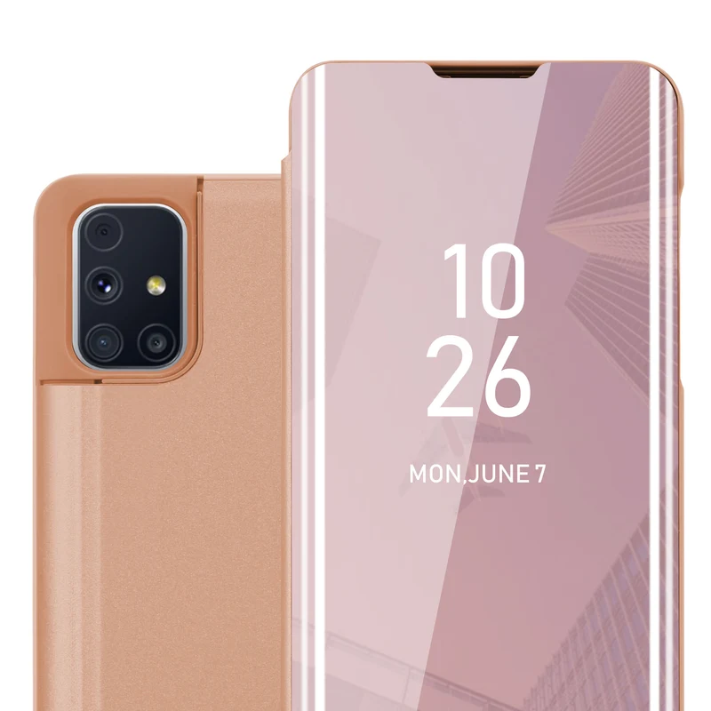 Cadorabo Hülle kompatibel mit Samsung Galaxy M31s Clear View Spiegel Schutzhülle mit Standfunktion 360 Grad Schutz