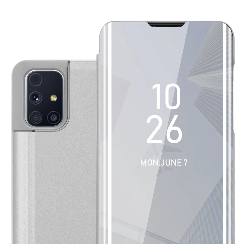 Cadorabo Hülle kompatibel mit Samsung Galaxy M31s Clear View Spiegel Schutzhülle mit Standfunktion 360 Grad Schutz