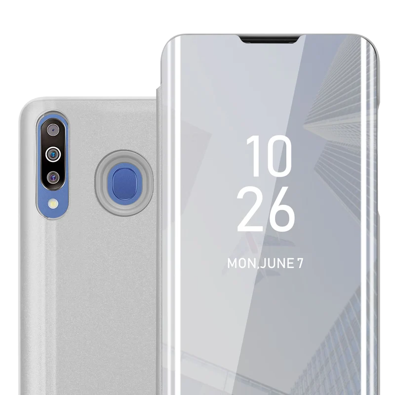 Cadorabo Hülle kompatibel mit Samsung Galaxy M30 / A40s Clear View Spiegel Schutzhülle mit Standfunktion 360 Grad Schutz