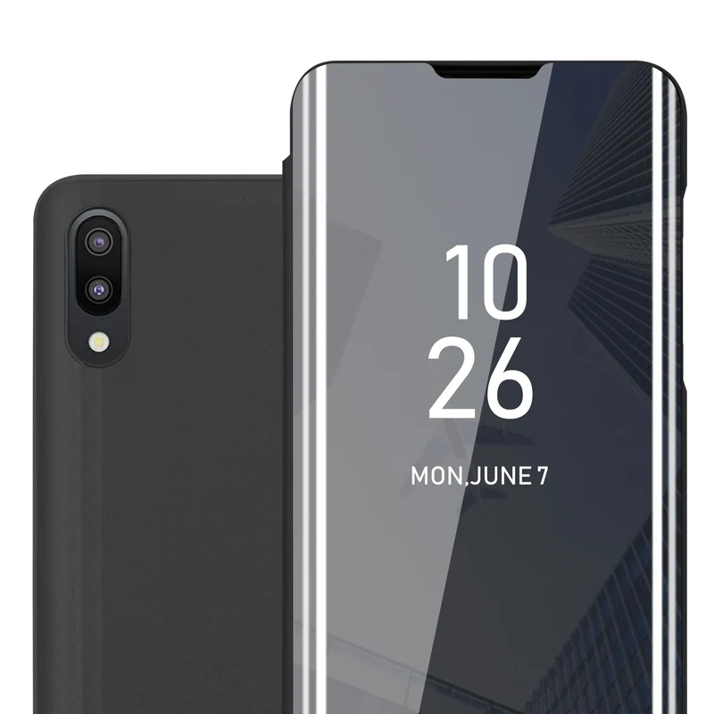 Cadorabo Hülle kompatibel mit Samsung Galaxy A10 / M10 Clear View Spiegel Schutzhülle mit Standfunktion 360 Grad Schutz
