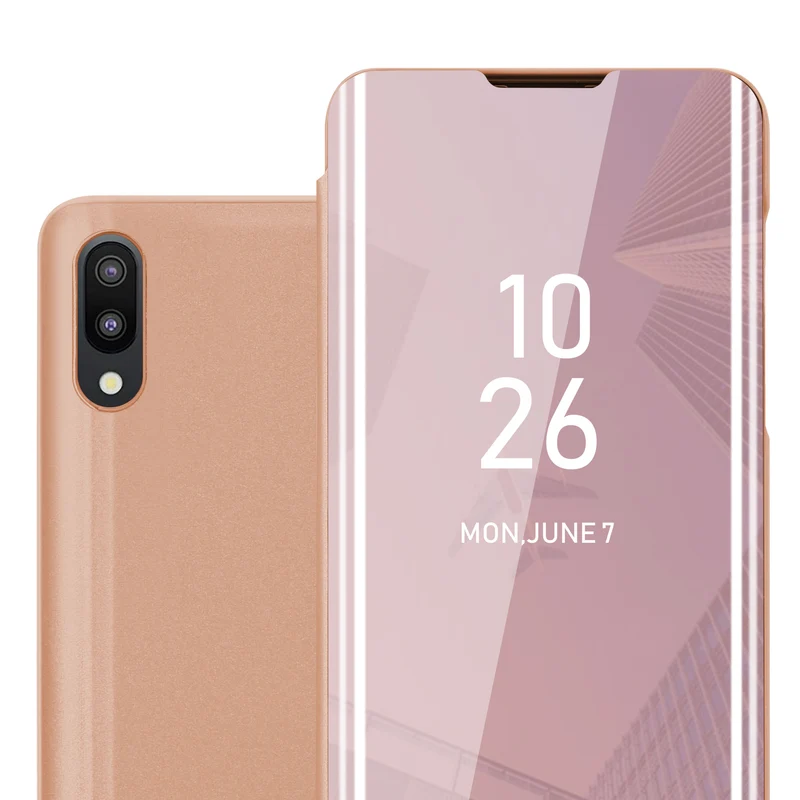 Cadorabo Hülle kompatibel mit Samsung Galaxy A10 / M10 Clear View Spiegel Schutzhülle mit Standfunktion 360 Grad Schutz