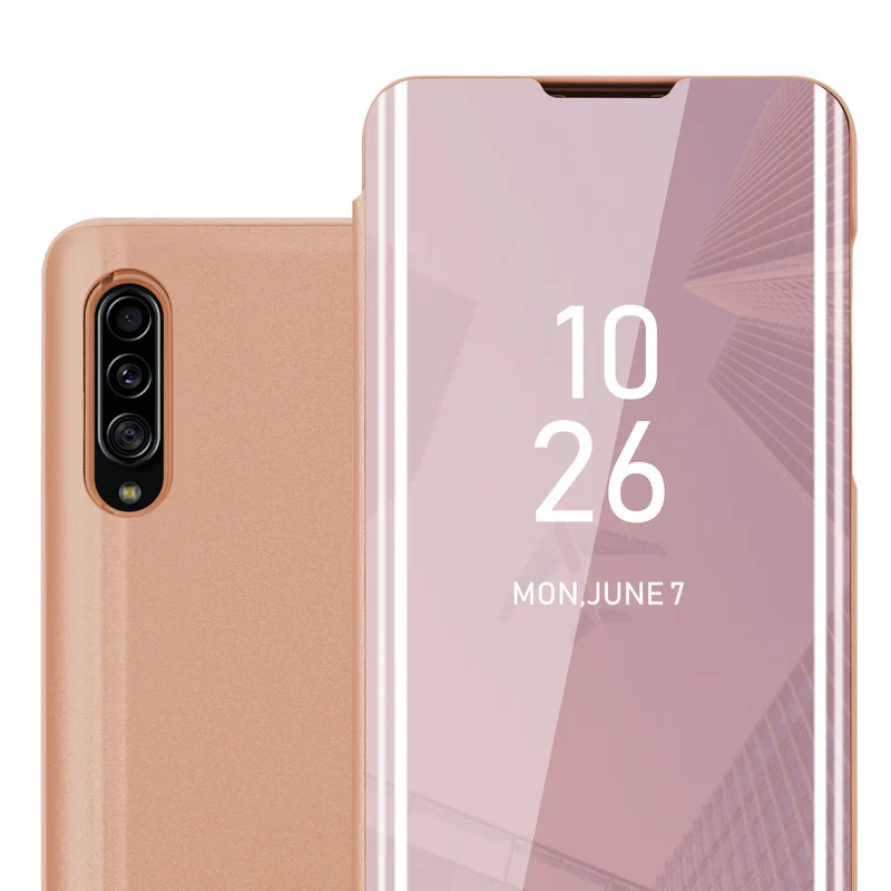 Cadorabo Hülle kompatibel mit Samsung Galaxy A90 5G Clear View Spiegel Schutzhülle mit Standfunktion 360 Grad Schutz