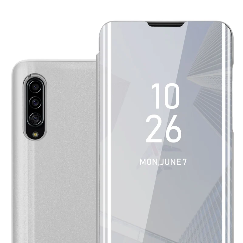 Cadorabo Hülle kompatibel mit Samsung Galaxy A90 5G Clear View Spiegel Schutzhülle mit Standfunktion 360 Grad Schutz